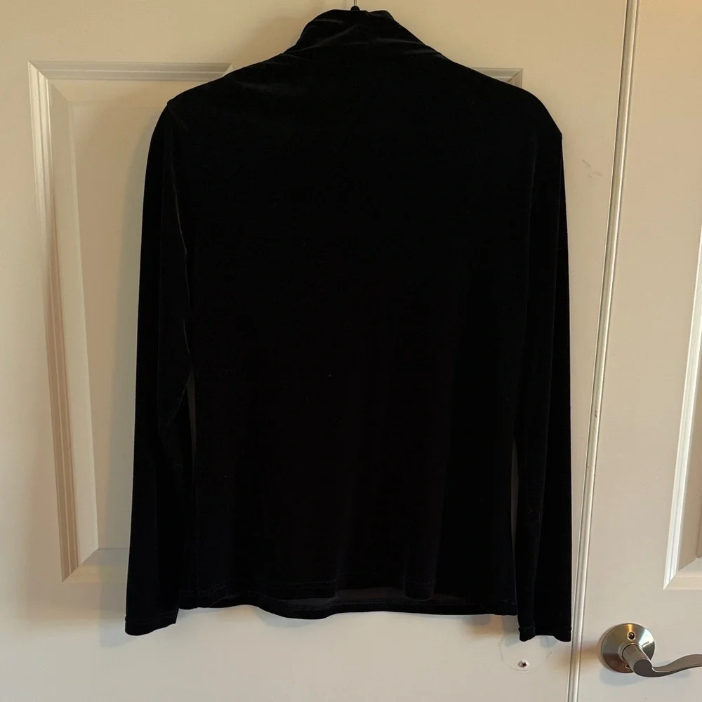 Vintage Christie & Jill Black Velvet Turtleneck Top Size Medium Tall - Picture 6 of 6